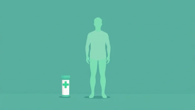 Flat vector of an abstract human silhouette outlined with a soft grid, beside simple geometric shapes in teal and amber, no text or numbers