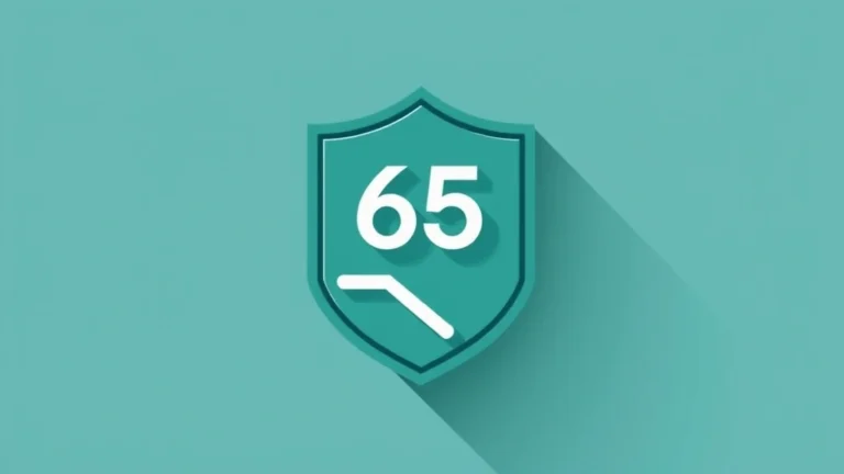 Flat abstract badge showing the number 65 beside a descending ramp line, symbolizing a senior tax deduction that phases out